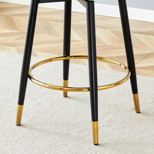 Modern PU Upholstered Bar Chair in White and Dark Gray - Stylish Spliced Design for Home or Commercial Use