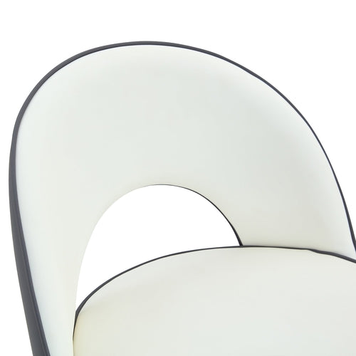 Modern PU Upholstered Bar Chair in White and Dark Gray - Stylish Spliced Design for Home or Commercial Use