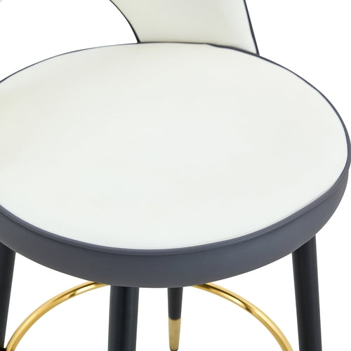 Modern PU Upholstered Bar Chair in White and Dark Gray - Stylish Spliced Design for Home or Commercial Use
