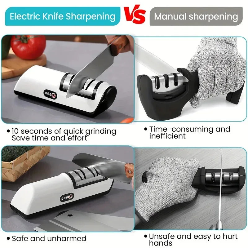 Electric Knife Sharpener - 4 Gears for Precision & Effortless Sharpening in Your Kitchen