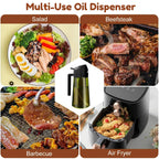 Dark Green Glass Oil Dispenser - 470ML Light-Blocking 2-in-1 Olive Oil Sprayer for Effortless Cooking
