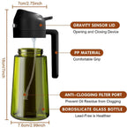 Dark Green Glass Oil Dispenser - 470ML Light-Blocking 2-in-1 Olive Oil Sprayer for Effortless Cooking