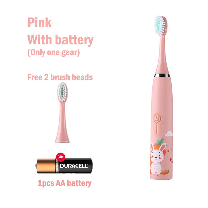 Kids Sonic Electric Toothbrush - Rechargeable Cartoon Design with Smart Timer & USB Charging for Whitening Teeth