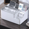 Stylish 6-Section Desk Organizer - Multifunctional Tissue Box & Remote Holder for Home & Office