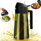 Dark Green Glass Oil Dispenser - 470ML Light-Blocking 2-in-1 Olive Oil Sprayer for Effortless Cooking