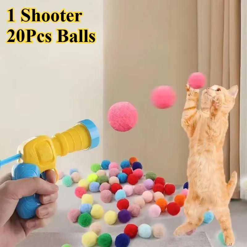 Purrfect Play Interactive Cat Toy Set - Engaging Plush Pompoms & Stretchy Balls for Endless Fun