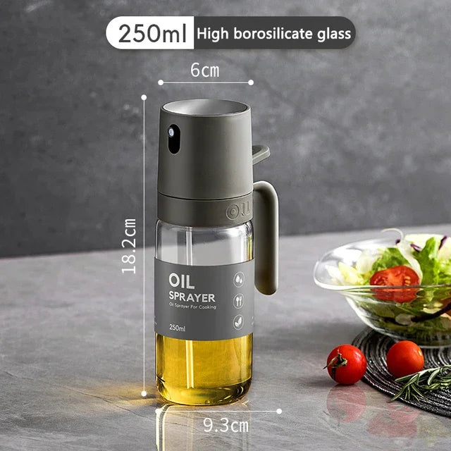 Olive Oil Sprayer - 250ml High Borosilicate Glass Mister for Air Fryer, Salad & Baking