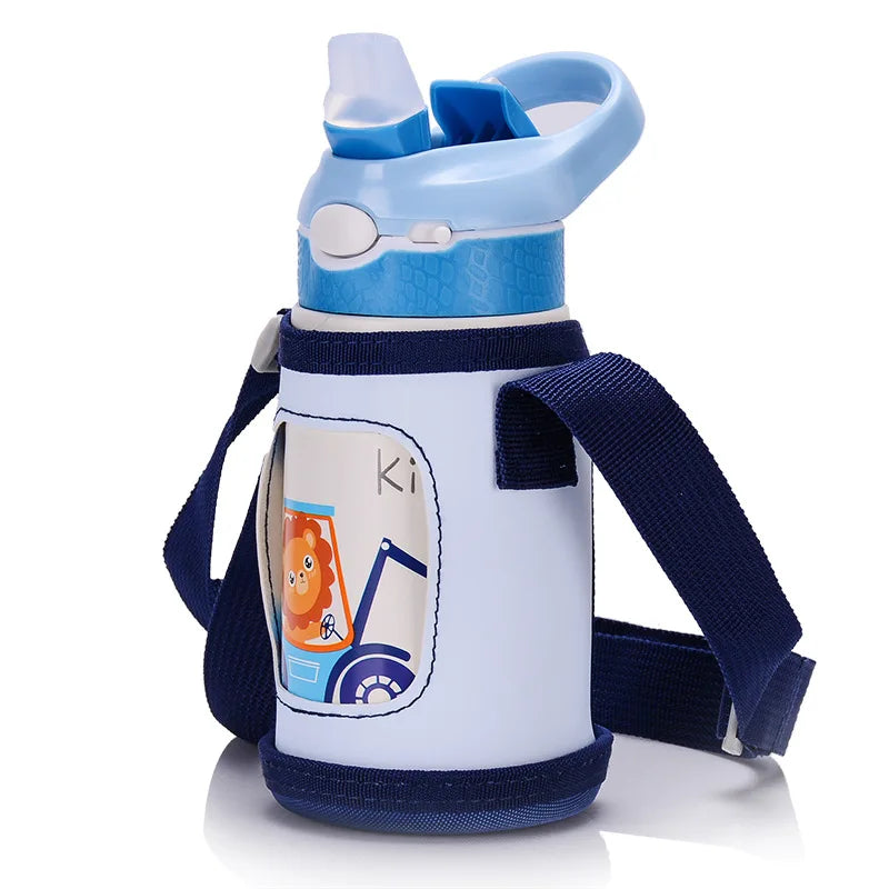 400ML Kids Thermos Water Bottle with Duck Billed Straw - Stainless Steel Vacuum Flask for Children