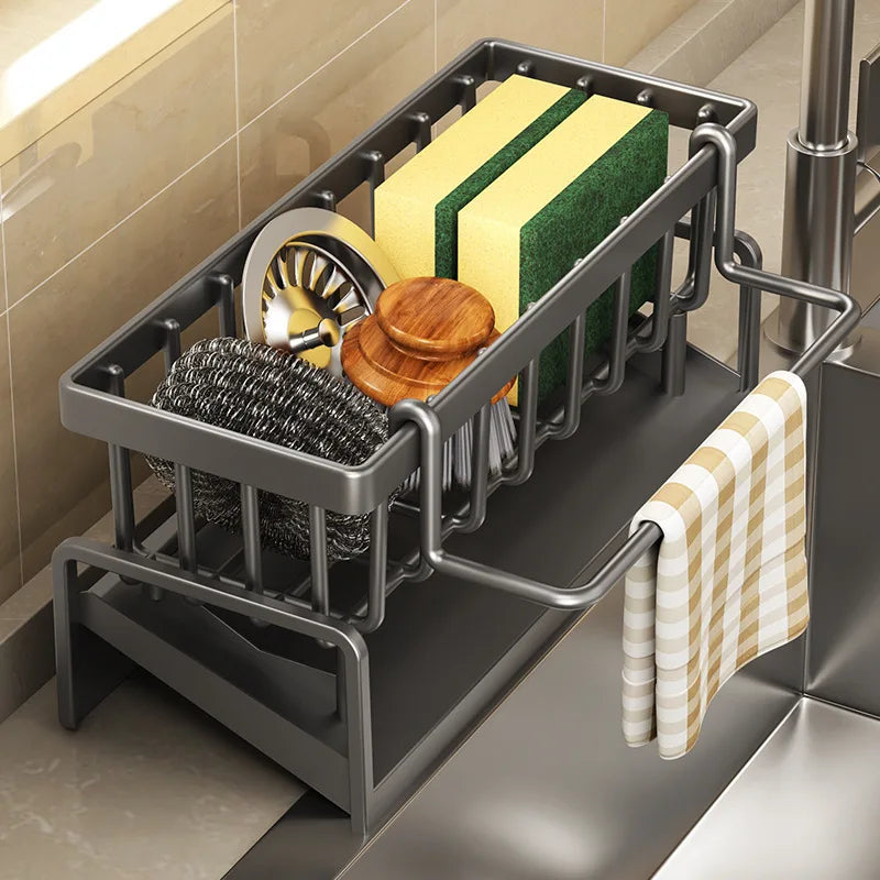 Spice Organizer Shelf with Drainage Rack - Tap-Mounted Kitchen Storage for Easy Access