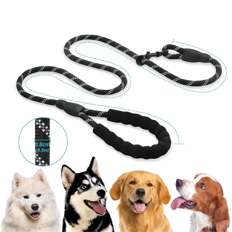 Eco-Friendly Soft Handle Dog Leash – Reflective, Strong & Functional for All Sizes (120-300CM) – Perfect for Big & Small Pups!