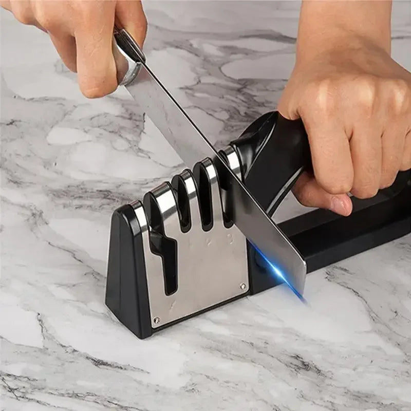 SharpEdge Kitchen 4-Segment Multifunctional Knife Sharpener – Portable Design with Non-Slip Base for Effortless Sharpening