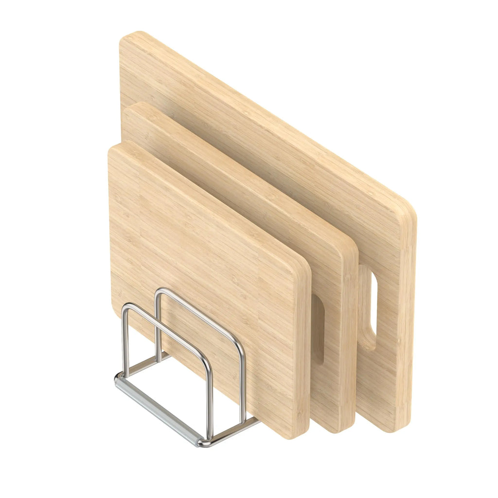 Steel Cookware Holder - 5-Slot Divided Rack for Skillets, Baking Trays & Chopping Boards