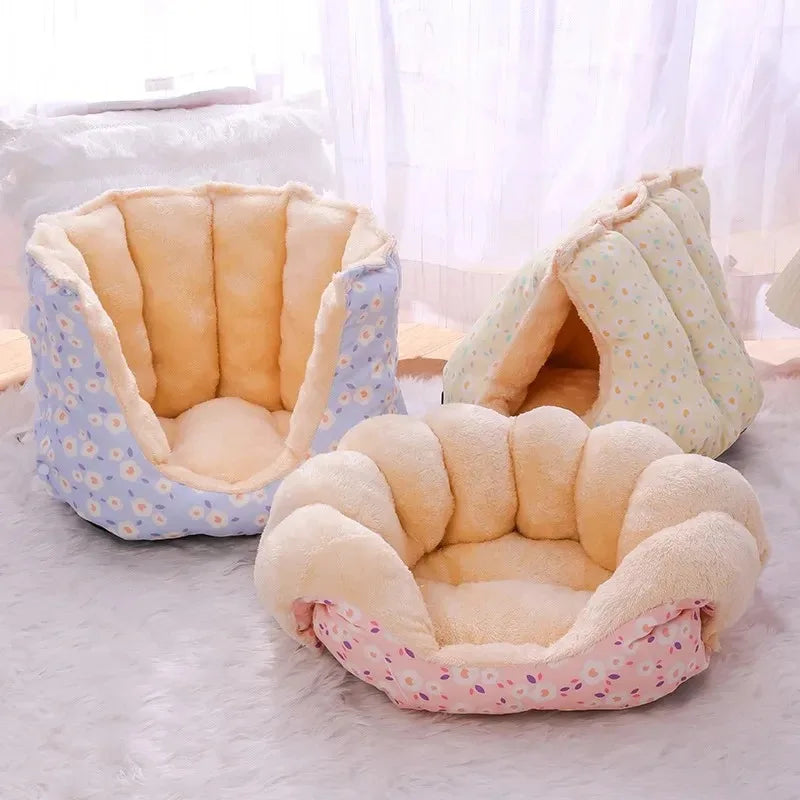CozyPaws Winter Pet Bed - Warm Basket for Cats & Dogs, Soft Cushions for Puppies & Kittens