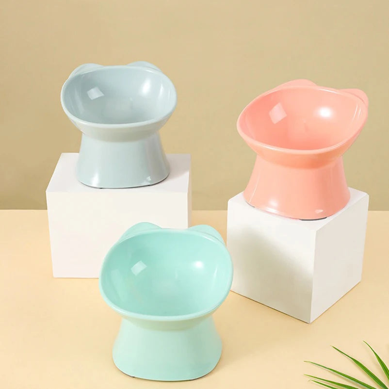 Brand Name Nordic Cat Bowl - Anti-Tip High-Leg Double-Ear Feeding Bowl for Cats - Square Mouth Design