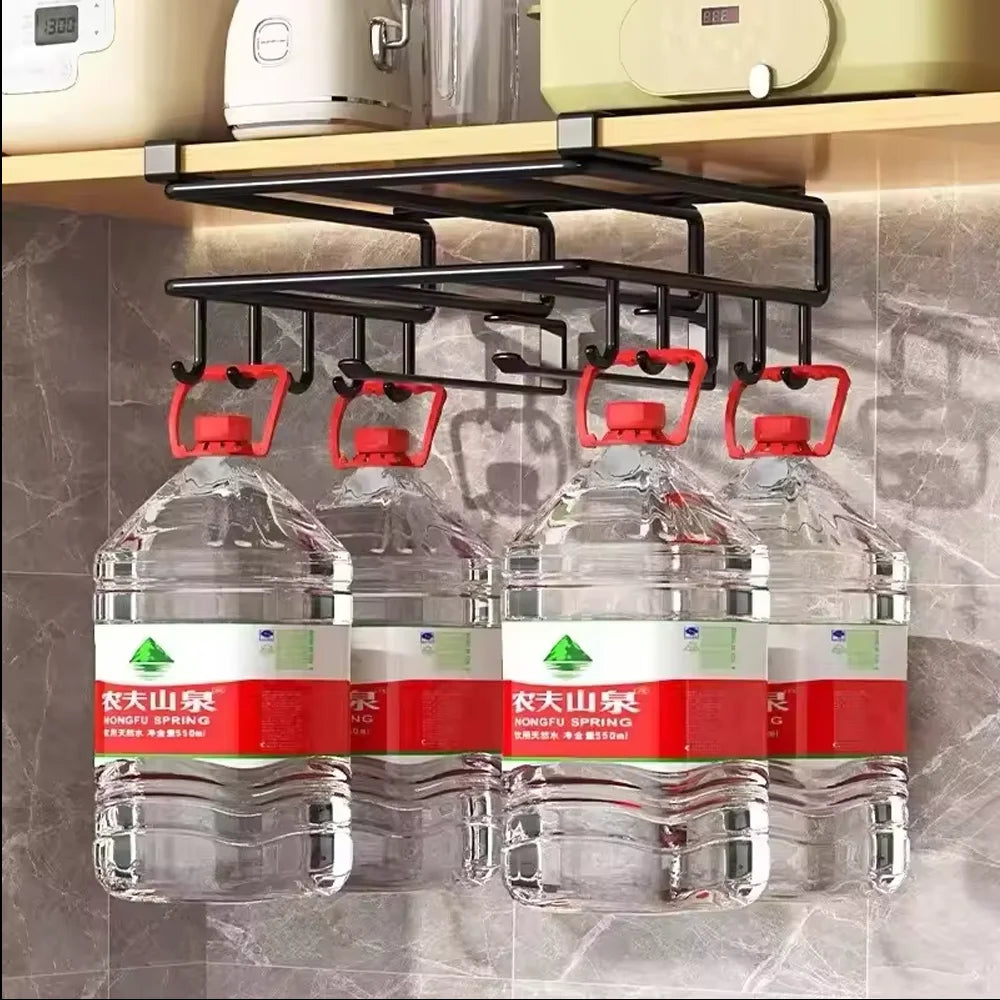 Kitchen Hanging Organizer Rack - Versatile Under-Cupboard Storage for Towels, Boards, and More!