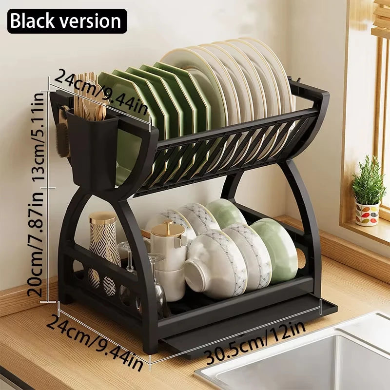 Double-Layer Kitchen Utensil Rack - Space-Saving Desktop Storage for Dishes