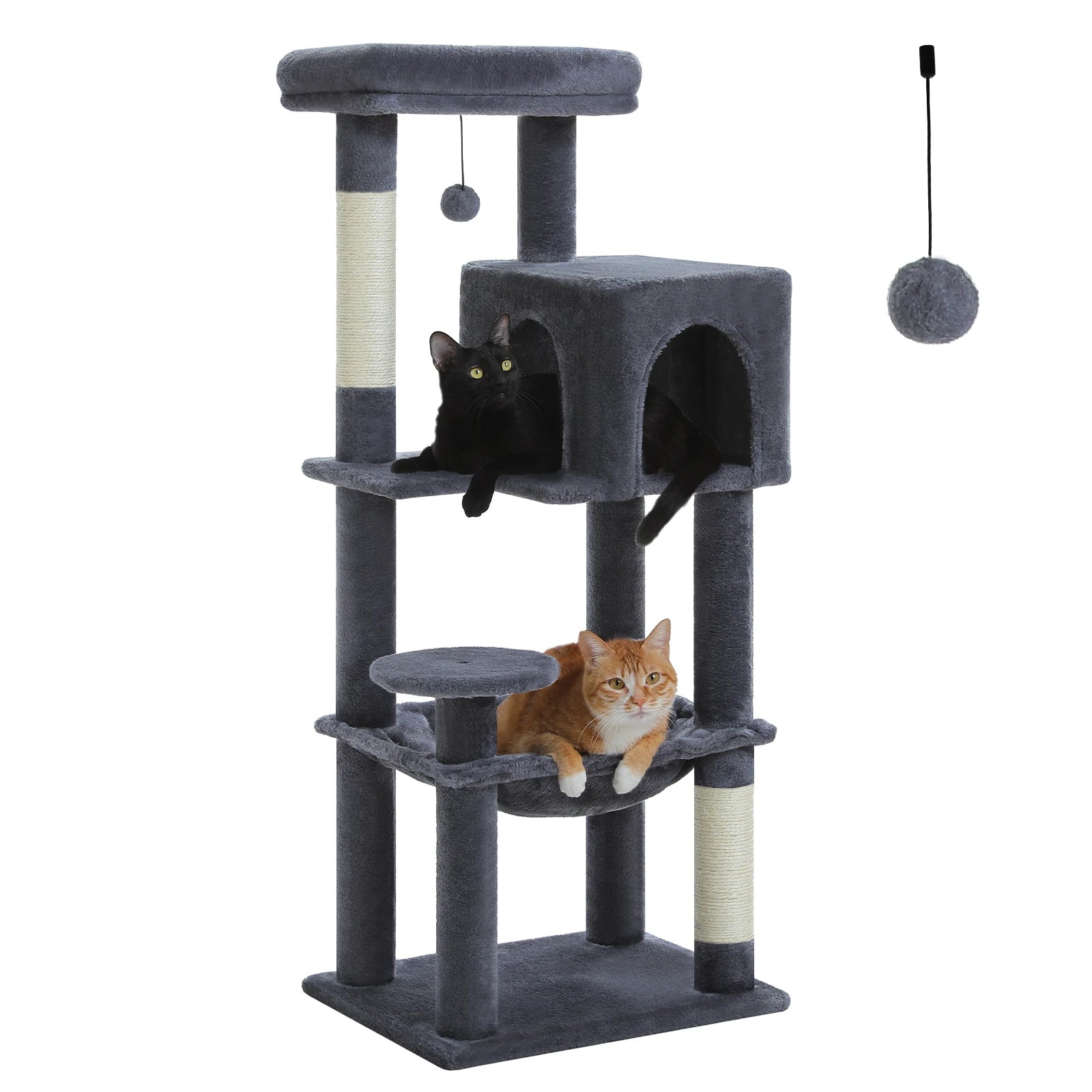 Purrfect Paws Multi-Level Cat Tree with Cozy Condo, Big Hammock & Sisal Scratching Posts for Happy Indoor Kittens