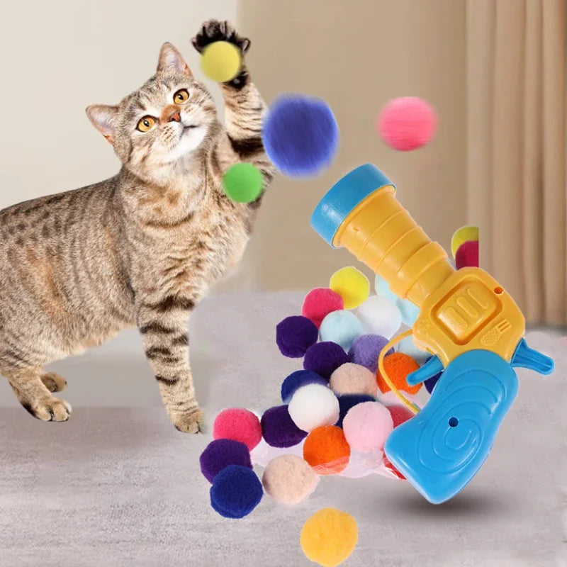 Purrfect Play Interactive Cat Toy Set - Engaging Plush Pompoms & Stretchy Balls for Endless Fun