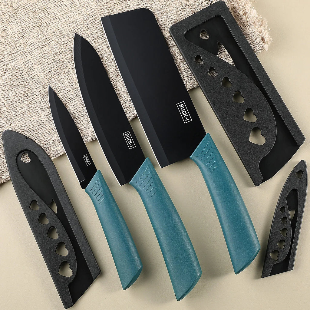 Precision Knife Set – Essential Utility, Chef & Fruit Knives with Protective Covers for Effortless Cutting
