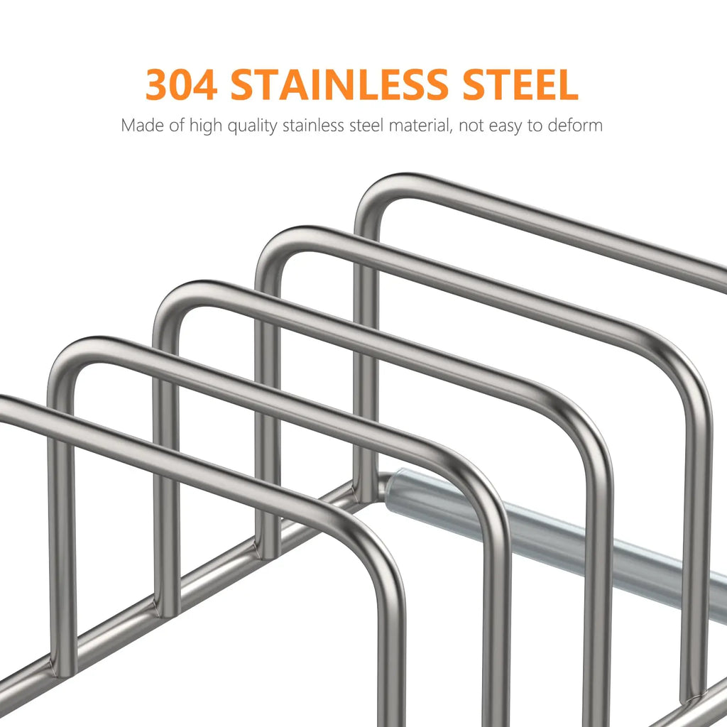 Steel Cookware Holder - 5-Slot Divided Rack for Skillets, Baking Trays & Chopping Boards