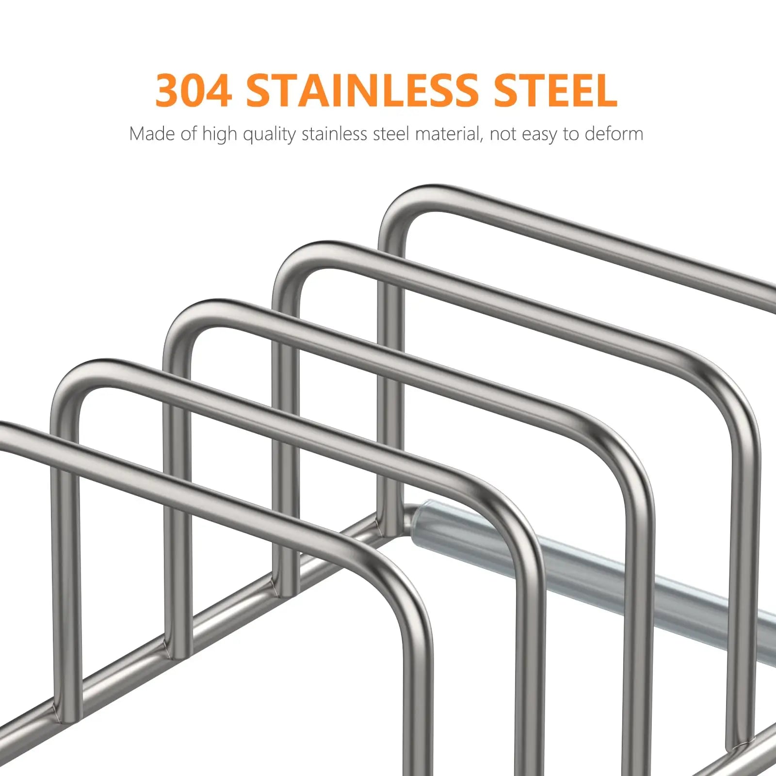 Steel Cookware Holder - 5-Slot Divided Rack for Skillets, Baking Trays & Chopping Boards