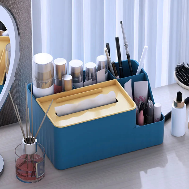 Stylish 6-Section Desk Organizer - Multifunctional Tissue Box & Remote Holder for Home & Office