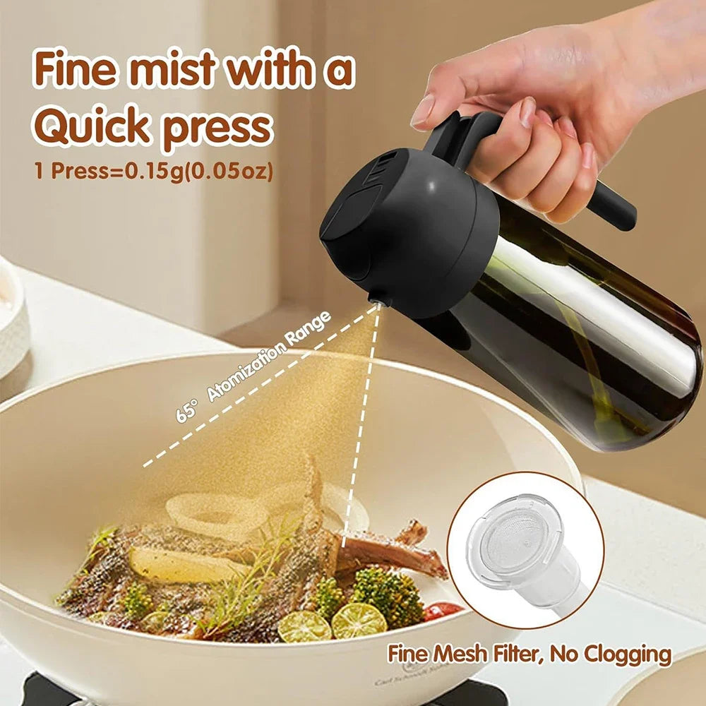 Dark Green Glass Oil Dispenser - 470ML Light-Blocking 2-in-1 Olive Oil Sprayer for Effortless Cooking