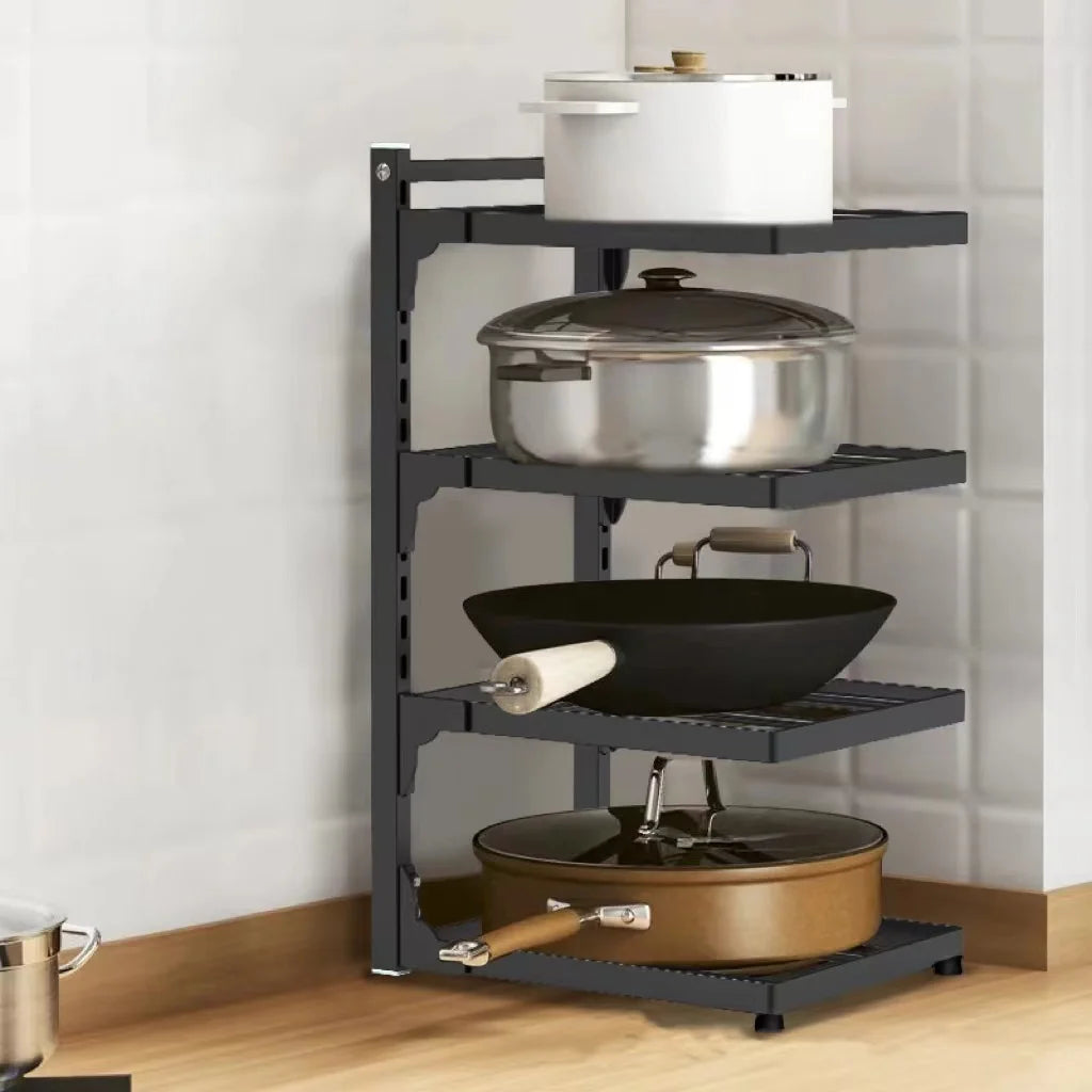 Space-Saving Kitchen Sink Storage Rack | Adjustable Multi-Layer Pot Organizer for Stovetop & Cabinets