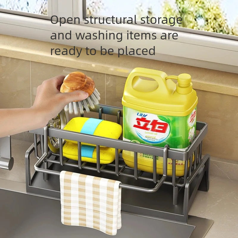 Spice Organizer Shelf with Drainage Rack - Tap-Mounted Kitchen Storage for Easy Access