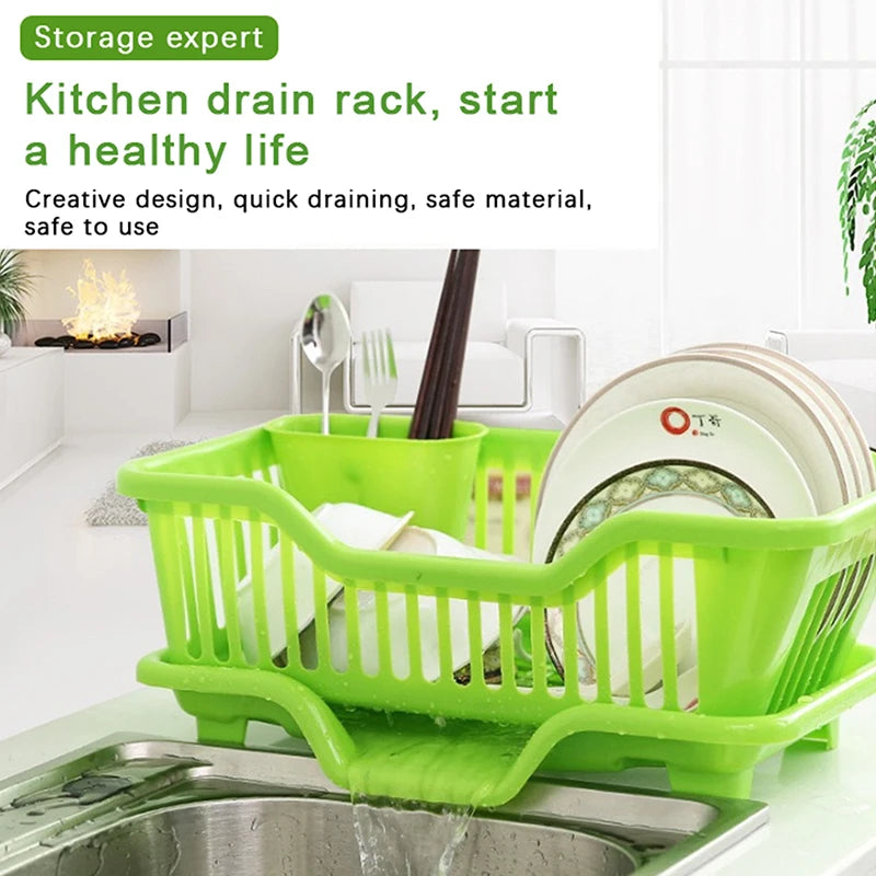 ShineBright Kitchen Drainage Rack - Space-Saving Utensil & Dish Organizer with Drainer Board for Effortless Drying
