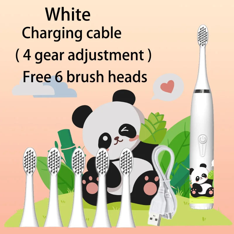 Kids Sonic Electric Toothbrush - Rechargeable Cartoon Design with Smart Timer & USB Charging for Whitening Teeth