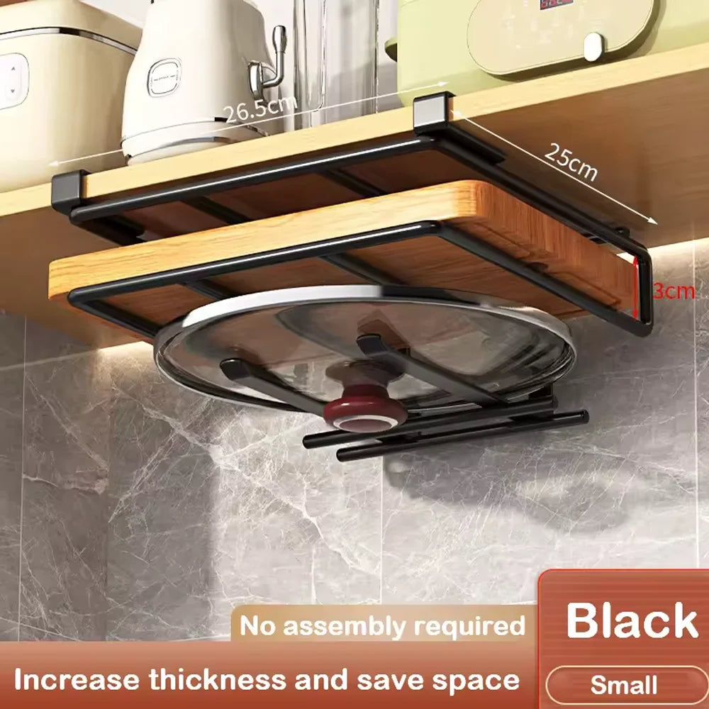 Kitchen Hanging Organizer Rack - Versatile Under-Cupboard Storage for Towels, Boards, and More!
