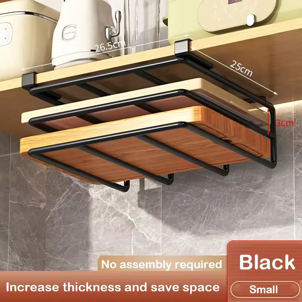 Kitchen Hanging Organizer Rack - Versatile Under-Cupboard Storage for Towels, Boards, and More!