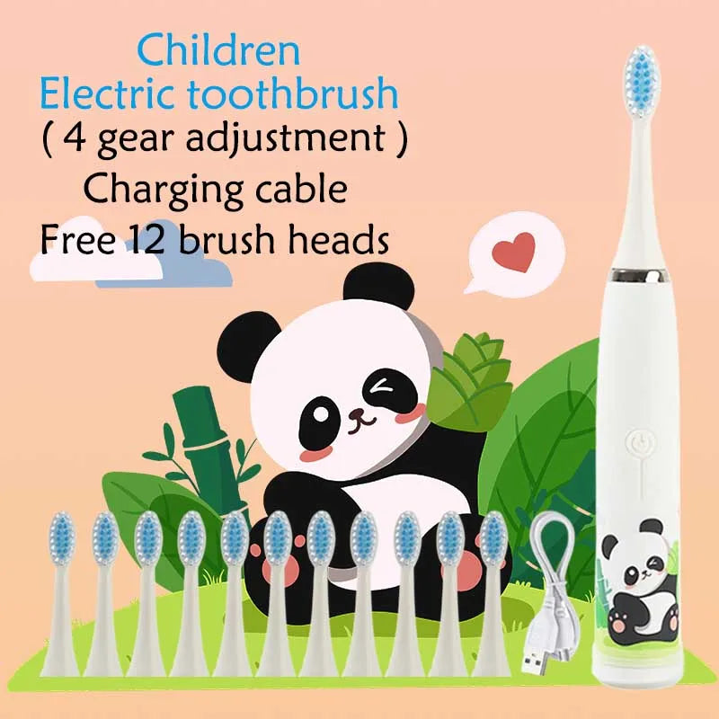 Kids Sonic Electric Toothbrush - Rechargeable Cartoon Design with Smart Timer & USB Charging for Whitening Teeth