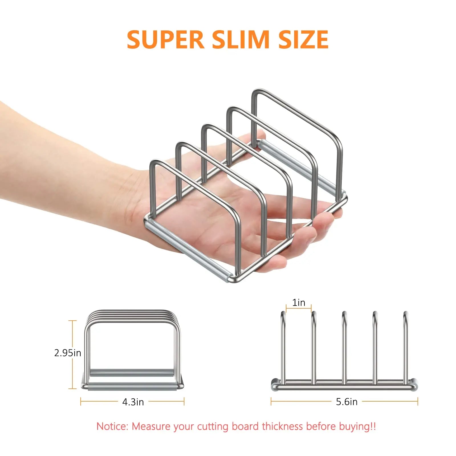 Steel Cookware Holder - 5-Slot Divided Rack for Skillets, Baking Trays & Chopping Boards