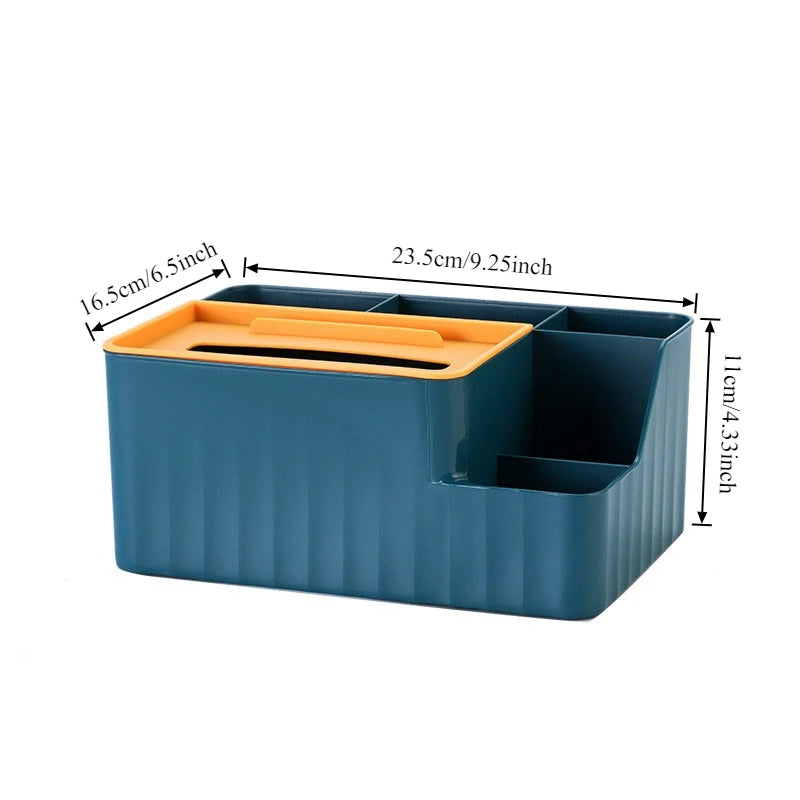 Stylish 6-Section Desk Organizer - Multifunctional Tissue Box & Remote Holder for Home & Office