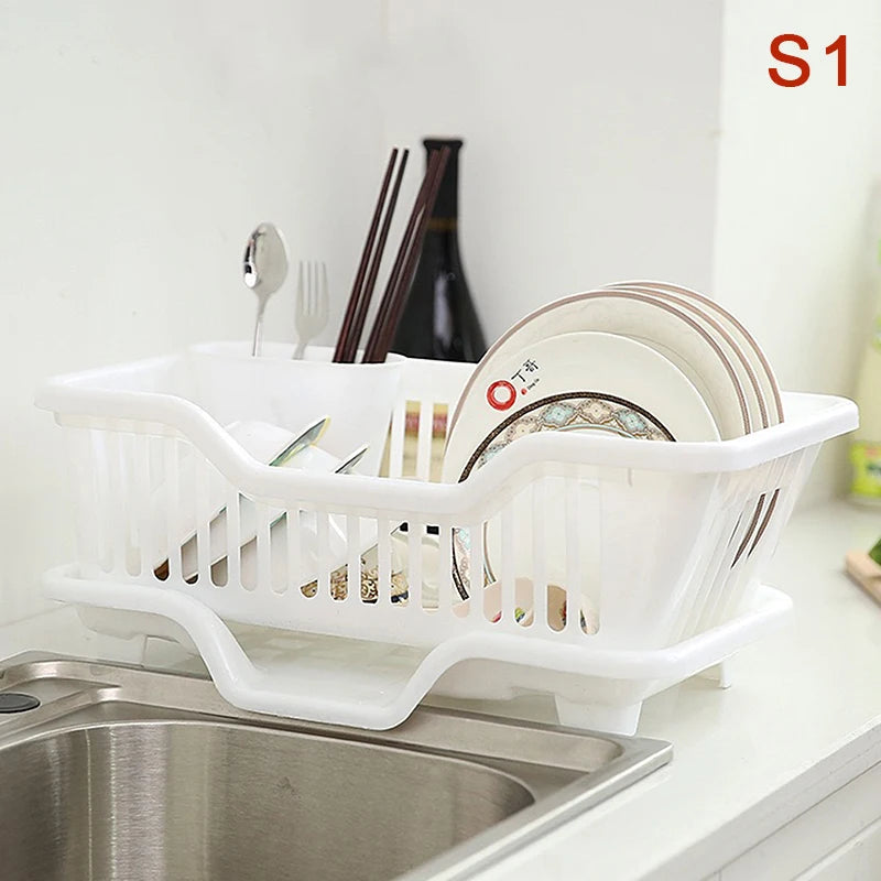 ShineBright Kitchen Drainage Rack - Space-Saving Utensil & Dish Organizer with Drainer Board for Effortless Drying