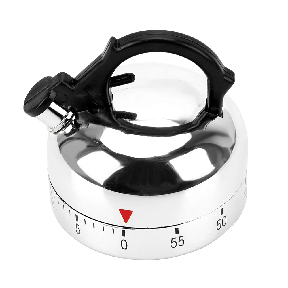 Kettle-Shaped Mechanical Countdown Timer – 60-Minute Cooking Reminder Tool