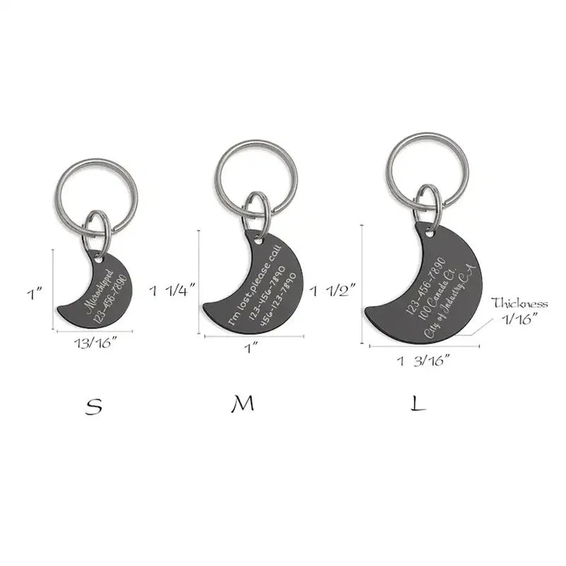 Personalized Moon Pet ID Tag – Stainless Steel Woods & Stars