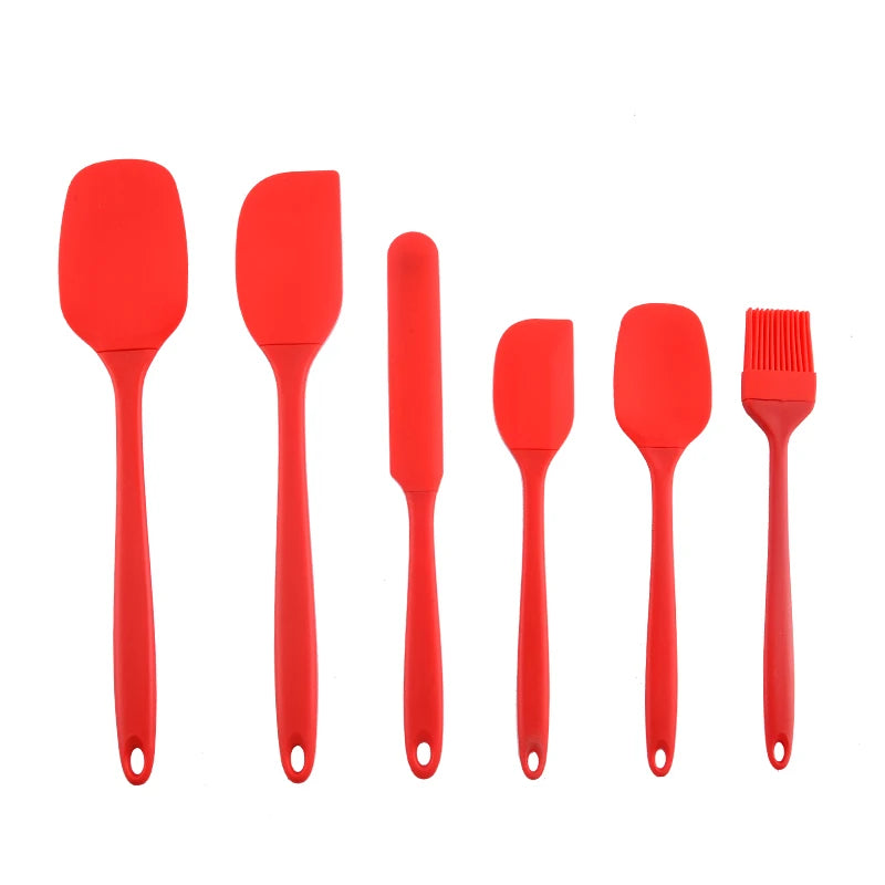 Silicone Kitchenware Set by - 6-Piece Cream Baking Tools with Scraper, Spatula & Oil Brush