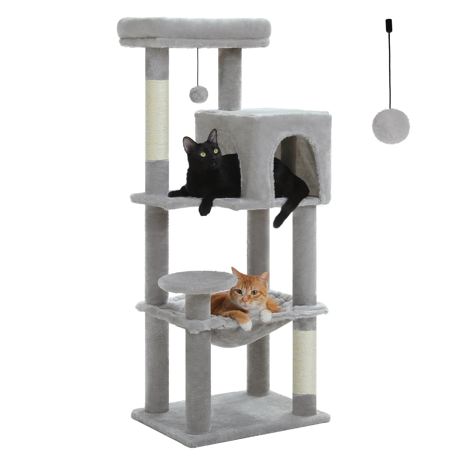Purrfect Paws Multi-Level Cat Tree with Cozy Condo, Big Hammock & Sisal Scratching Posts for Happy Indoor Kittens