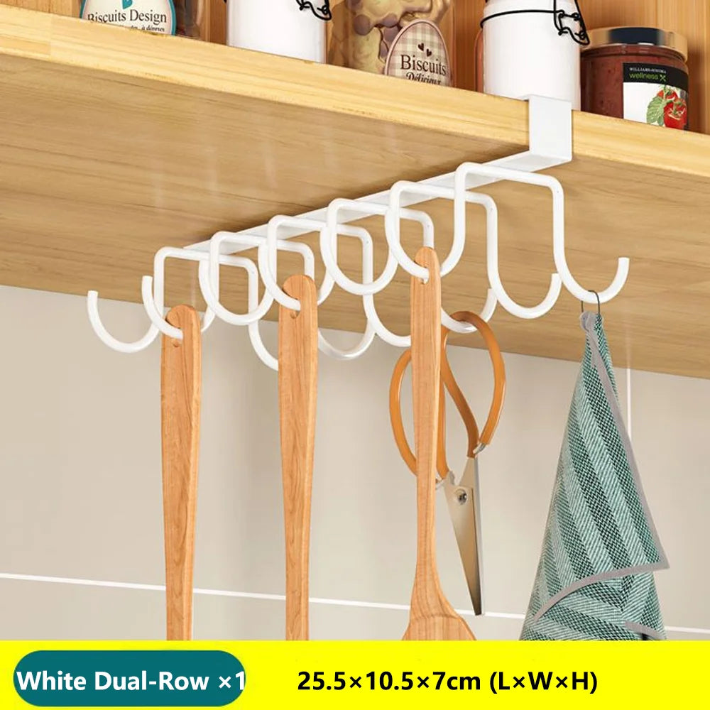 Kitchen Hanging Organizer Rack - Versatile Under-Cupboard Storage for Towels, Boards, and More!
