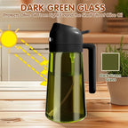 Dark Green Glass Oil Dispenser - 470ML Light-Blocking 2-in-1 Olive Oil Sprayer for Effortless Cooking