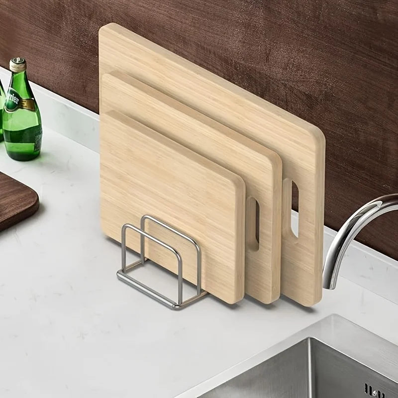 Stainless Steel Chopping Board Rack - Double-Layer Storage for a Tidy Kitchen
