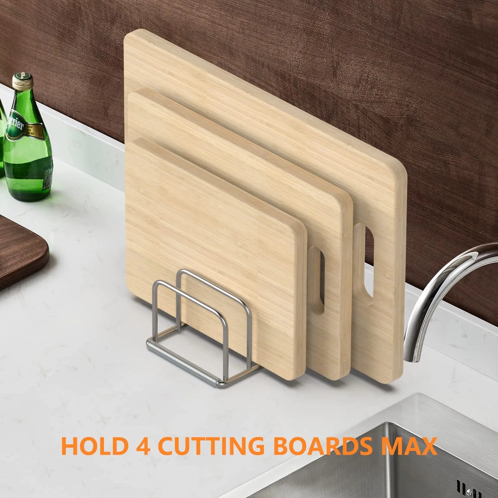 Steel Cookware Holder - 5-Slot Divided Rack for Skillets, Baking Trays & Chopping Boards