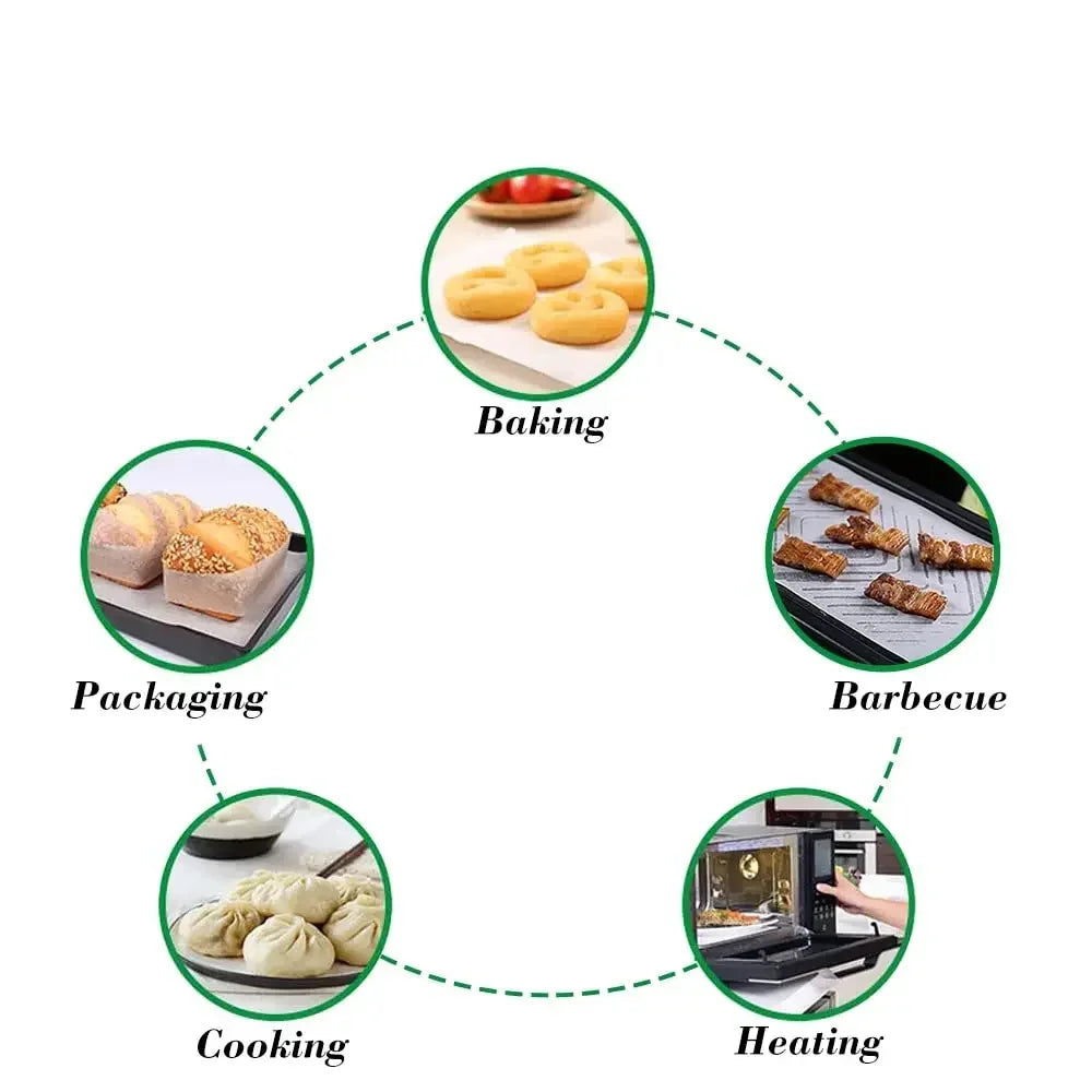 Non-Stick Precut Parchment Paper Baking Sheets for Baking, Grilling, Air Frying, Steaming Bread, Cupcakes, Cookies