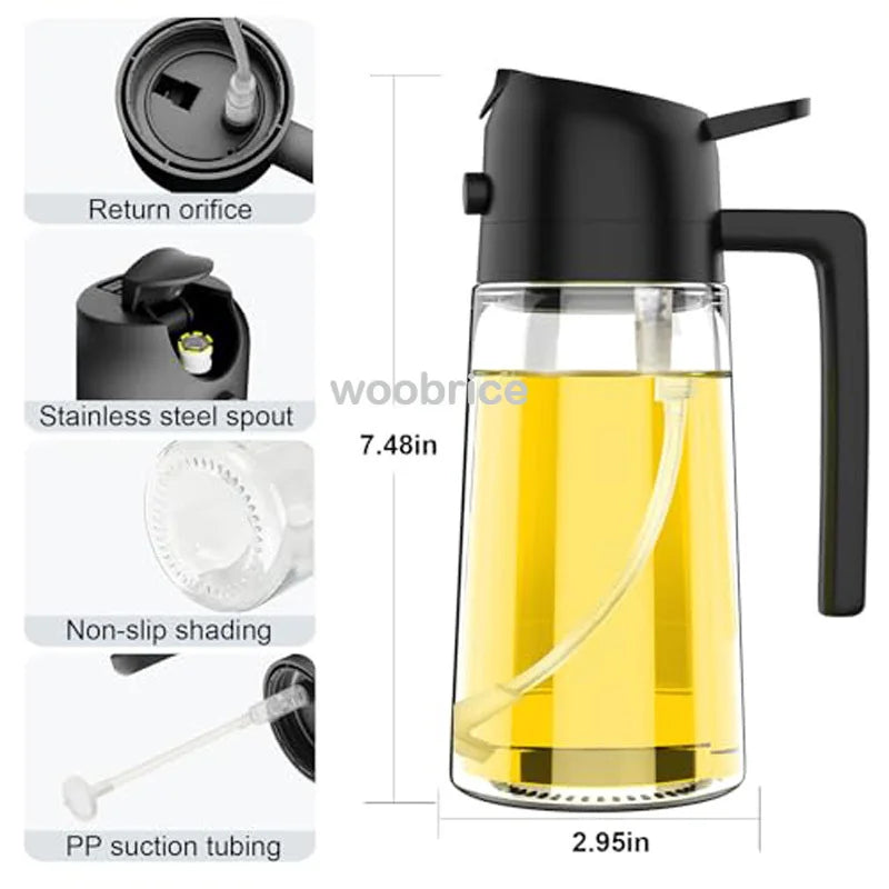 2-in-1 Oil Sprayer & Dispenser – Perfect for Air Fryers, Salads, Grilling & Roasting