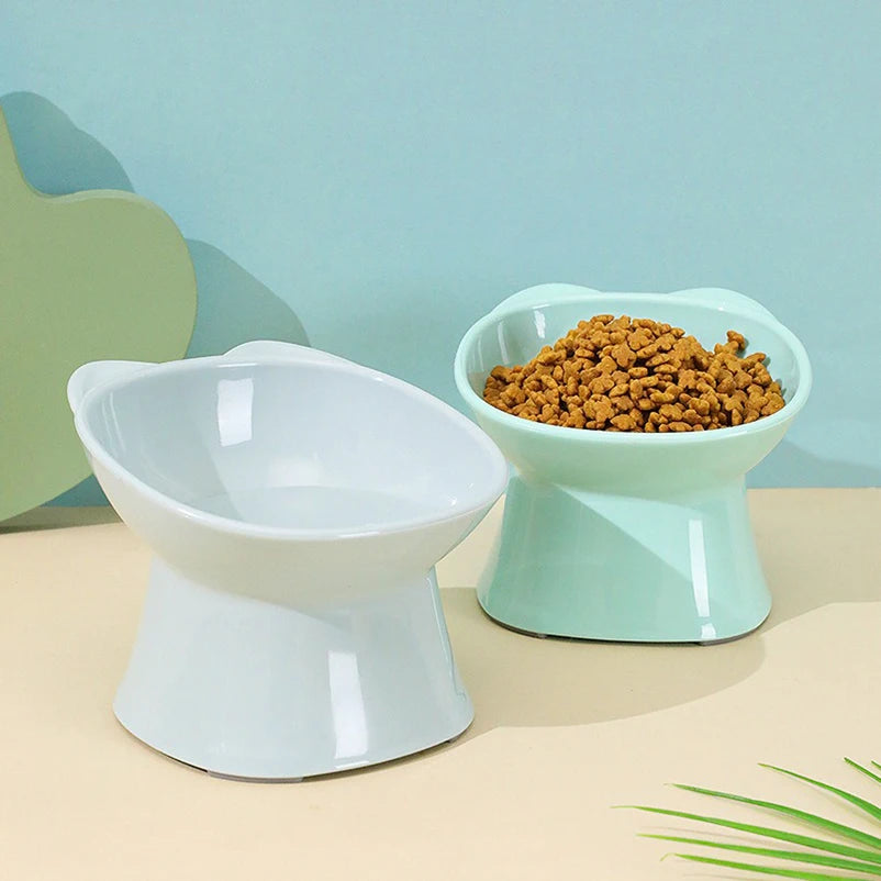 Brand Name Nordic Cat Bowl - Anti-Tip High-Leg Double-Ear Feeding Bowl for Cats - Square Mouth Design