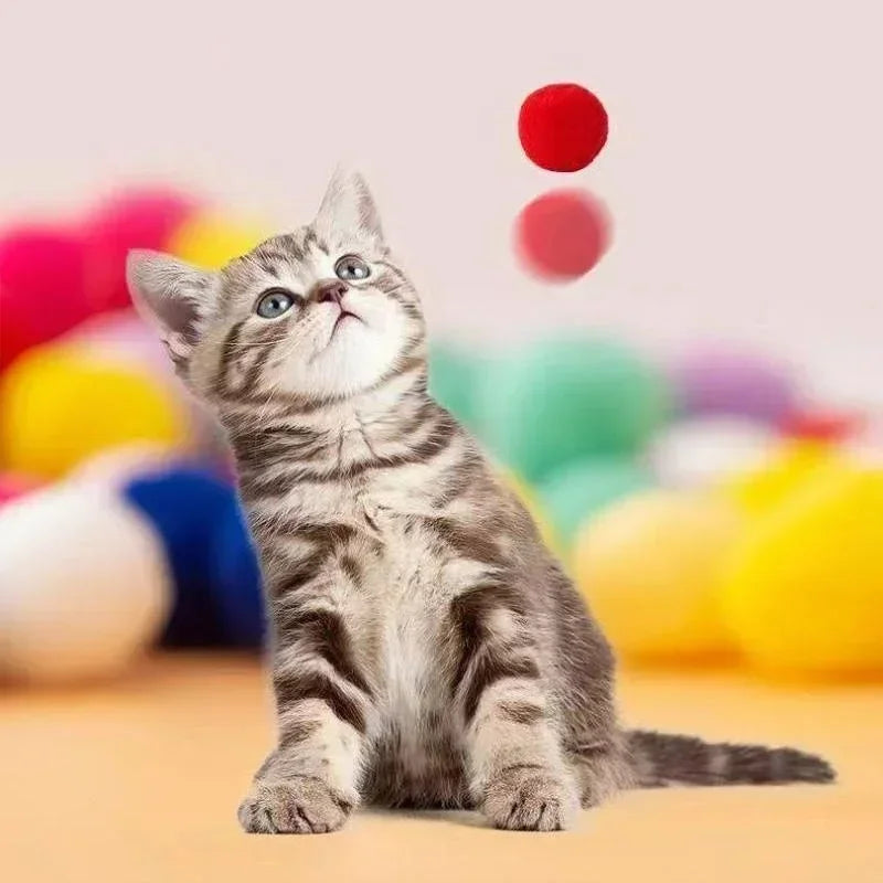 Purrfect Play Interactive Cat Toy Set - Engaging Plush Pompoms & Stretchy Balls for Endless Fun