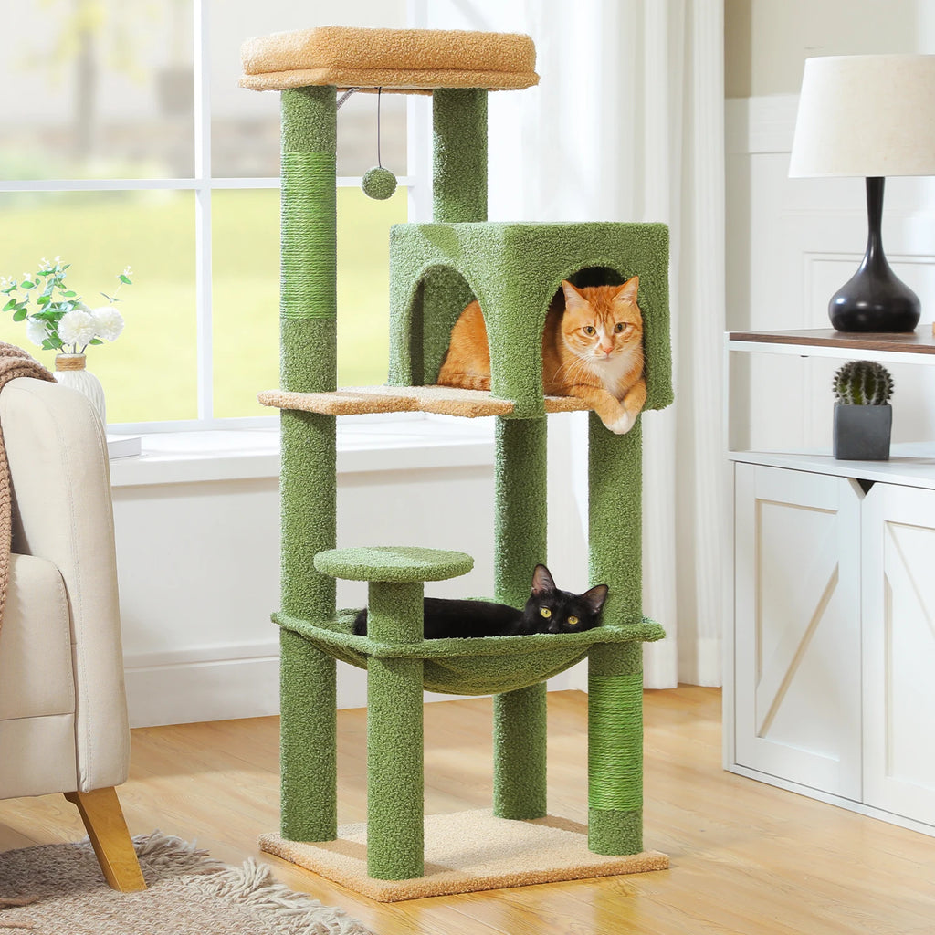 Purrfect Paws Multi-Level Cat Tree with Cozy Condo, Big Hammock & Sisal Scratching Posts for Happy Indoor Kittens